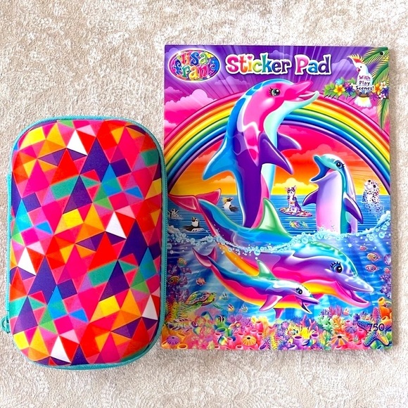 Brand New Lisa Frank Sticker Pad w/ Play Scenes & Zip-It Geometric Pencil Pouch - Picture 1 of 16